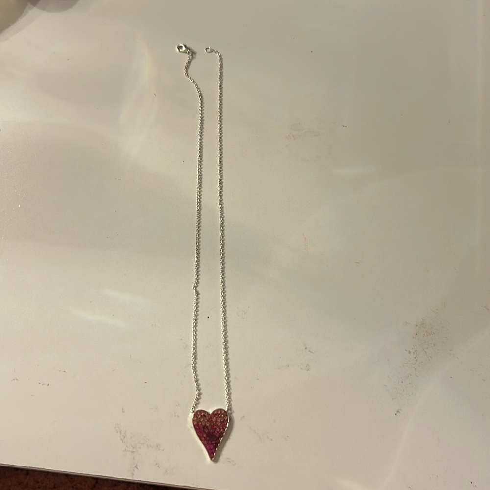 Pink jewel heart necklace